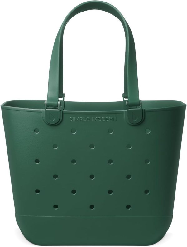 Simple Modern Medium Beach Bag | Waterproof Getaway Rubber Tote with Zipper Pocket for Travel, Pool, Boat, Groceries, Sports | Almond Birch - Image 116