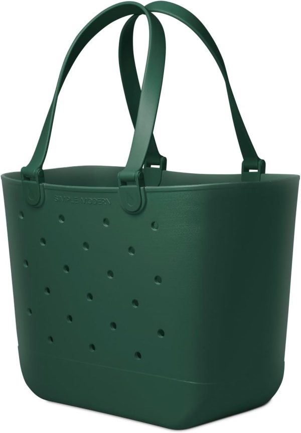 Simple Modern Medium Beach Bag | Waterproof Getaway Rubber Tote with Zipper Pocket for Travel, Pool, Boat, Groceries, Sports | Almond Birch - Image 117