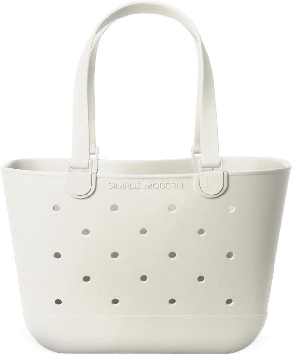 Simple Modern Medium Beach Bag | Waterproof Getaway Rubber Tote with Zipper Pocket for Travel, Pool, Boat, Groceries, Sports | Almond Birch - Image 118