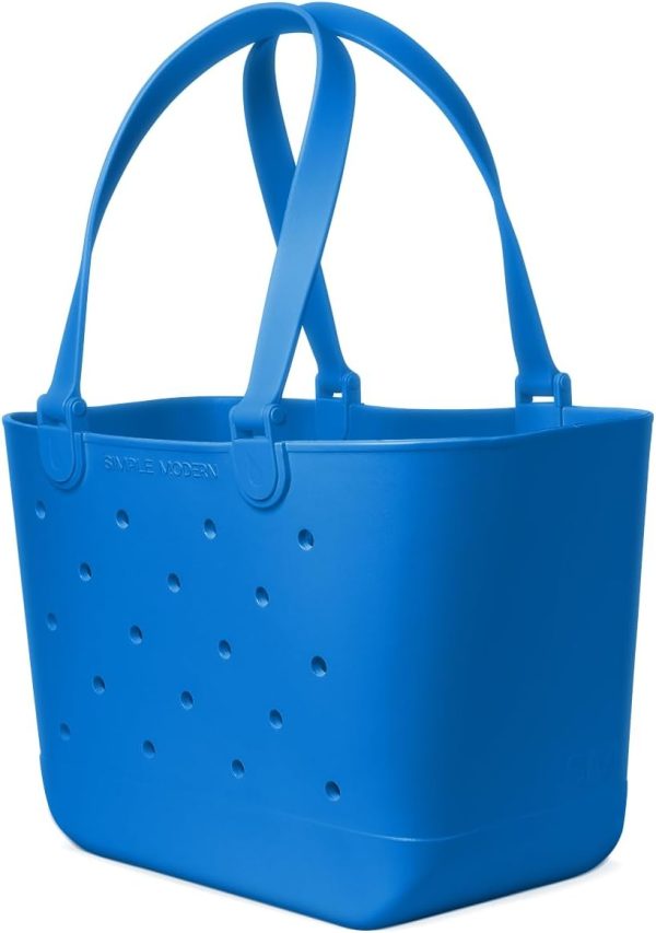 Simple Modern Medium Beach Bag | Waterproof Getaway Rubber Tote with Zipper Pocket for Travel, Pool, Boat, Groceries, Sports | Almond Birch - Image 121