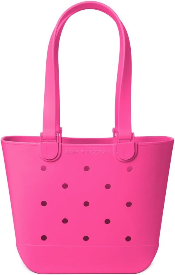 Simple Modern Medium Beach Bag | Waterproof Getaway Rubber Tote with Zipper Pocket for Travel, Pool, Boat, Groceries, Sports | Almond Birch - Image 122
