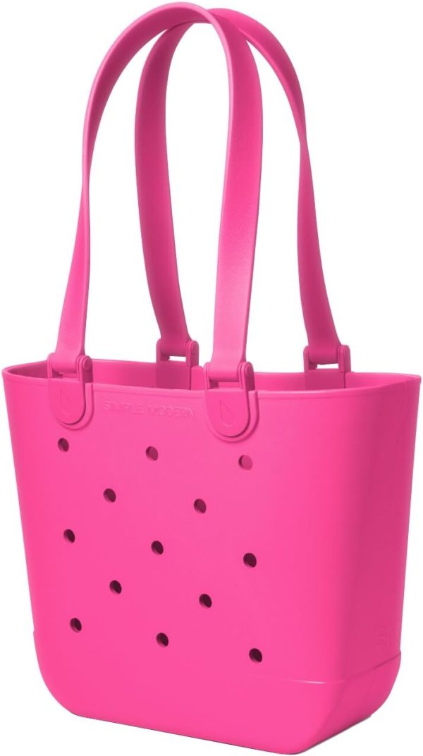 Simple Modern Medium Beach Bag | Waterproof Getaway Rubber Tote with Zipper Pocket for Travel, Pool, Boat, Groceries, Sports | Almond Birch - Image 123